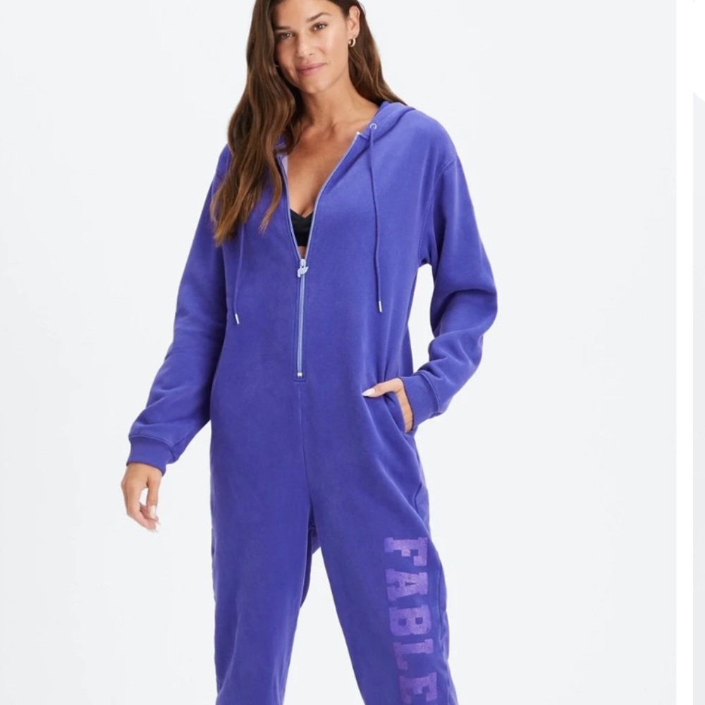 Fabletics Forever fleece hooded onesie NWT